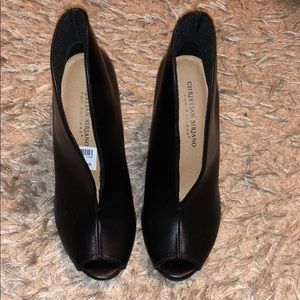 Open toe black heels/booties